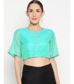 Desi Weavess Sea Blue Solid Blouse