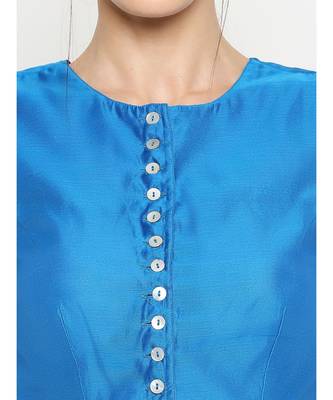 Desi Weavess Royal Blue Solid Blouse 4