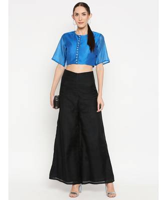 Desi Weavess Royal Blue Solid Blouse 5