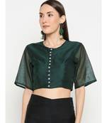 Desi Weavess Dark Green Solid Blouse