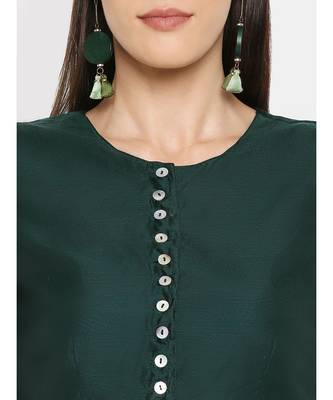 Desi Weavess Dark Green Solid Blouse 4