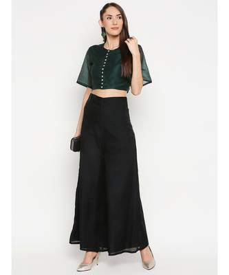 Desi Weavess Dark Green Solid Blouse 5