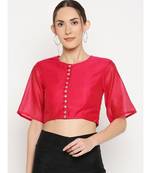 Desi Weavess Pink Solid Blouse