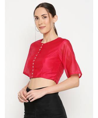 Desi Weavess Pink Solid Blouse 2