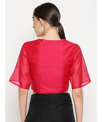 Desi Weavess Pink Solid Blouse 3