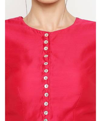 Desi Weavess Pink Solid Blouse 4
