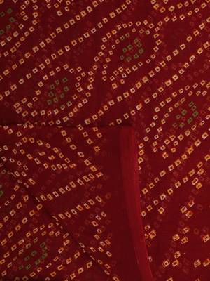Maroon printed chiffon saree with blouse 6