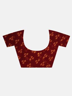 Maroon printed chiffon saree with blouse 7