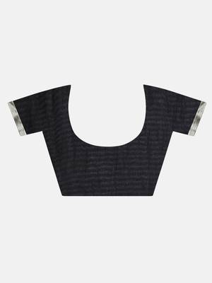 Black Printed Chiffon Saree With Blouse 8