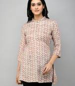 Grey Printed Rayon Long Top