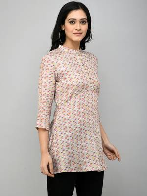 Grey Printed Rayon Long Top 4
