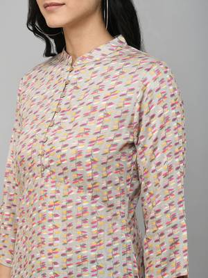 Grey Printed Rayon Long Top 5