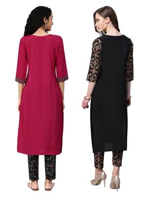 Black printed crepe combo-kurtis 2