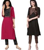 Pink printed crepe combo-kurtis