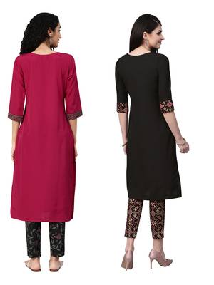 Pink printed crepe combo-kurtis 2