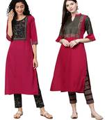 Maroon printed crepe combo-kurtis