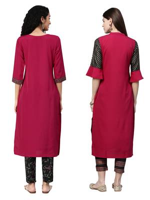 Maroon printed crepe combo-kurtis 2