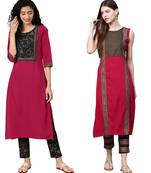 Maroon printed crepe combo-kurtis