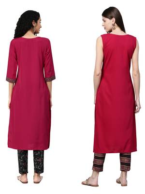 Maroon printed crepe combo-kurtis 2