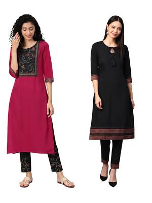 Black printed crepe combo-kurtis 1