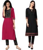 Black printed crepe combo-kurtis
