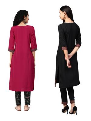 Black printed crepe combo-kurtis 2