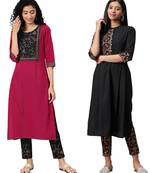 Black printed crepe combo-kurtis