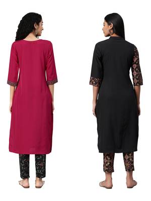 Black printed crepe combo-kurtis 2
