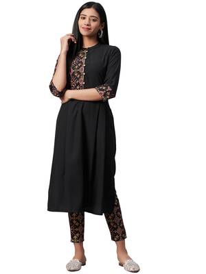 Black printed crepe combo-kurtis 4