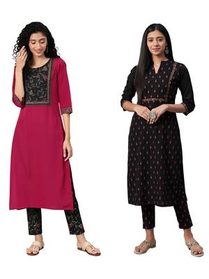 Black printed crepe combo-kurtis 1