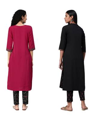 Black printed crepe combo-kurtis 2