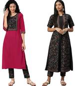 Black printed crepe combo-kurtis