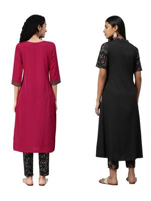 Black printed crepe combo-kurtis 2