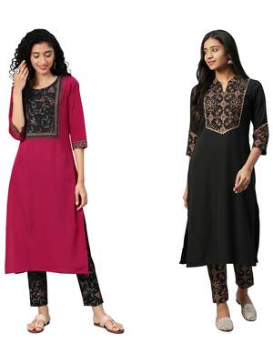 Black printed crepe combo-kurtis 1
