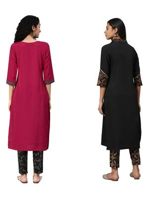 Black printed crepe combo-kurtis 2