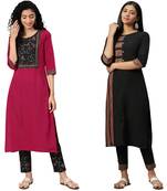 Black printed crepe combo-kurtis