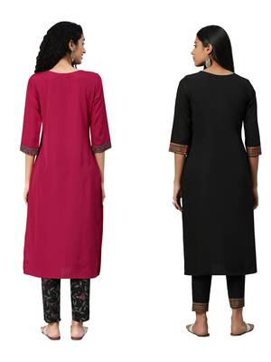 Black printed crepe combo-kurtis 2