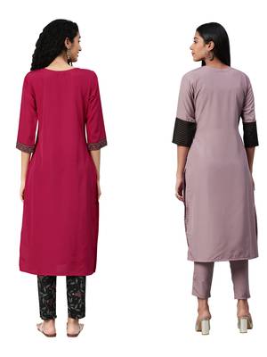 Purple printed crepe combo-kurtis 2