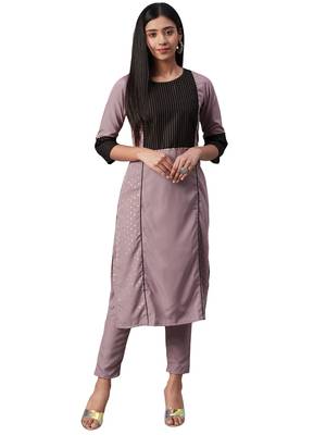 Purple printed crepe combo-kurtis 4