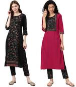 Black printed crepe combo-kurtis