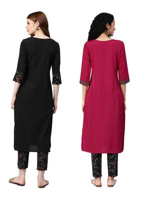 Black printed crepe combo-kurtis 2