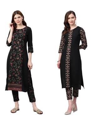 Black printed crepe combo-kurtis 1