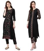 Black printed crepe combo-kurtis
