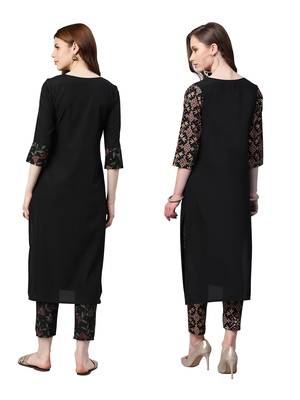Black printed crepe combo-kurtis 2