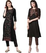 Black printed crepe combo-kurtis