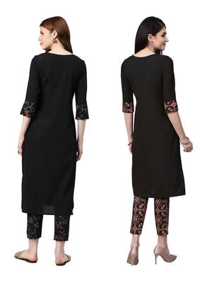 Black printed crepe combo-kurtis 2