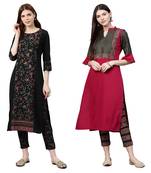 Maroon printed crepe combo-kurtis