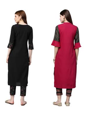 Maroon printed crepe combo-kurtis 2