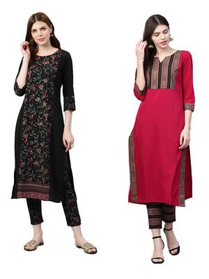 Maroon printed crepe combo-kurtis 1