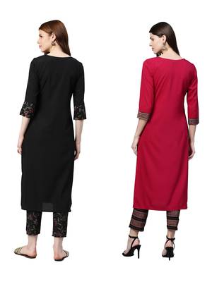 Maroon printed crepe combo-kurtis 2